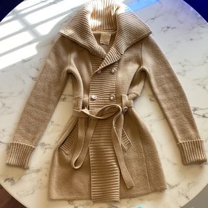 Rebecca Taylor Belted Sweater-Coat, Size L